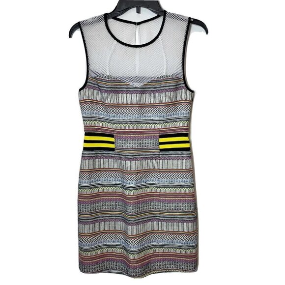 Rebecca Minkoff Womens Frida Net Top Sleeveless Mini Dress Sweatheart 2 Striped - Picture 1 of 9